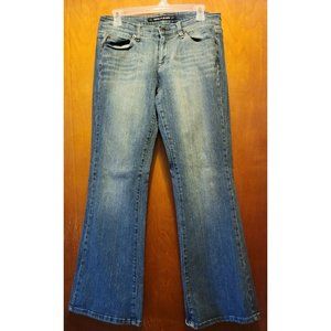 DKNY Jeans Juniors 11 Times Square Flare Dark Blue Stretch Denim Low Rise Womens